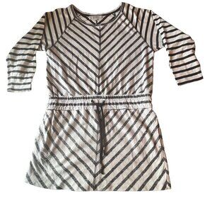ANN TAYLOR LOFT DRESS‎ Stripes Drawstring Waist Cotton Size Small Petite